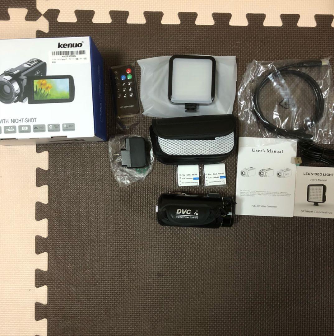 リモコン付属! ビデオカメラ Kenuo 2400万画素 赤外線ナイトビジョン