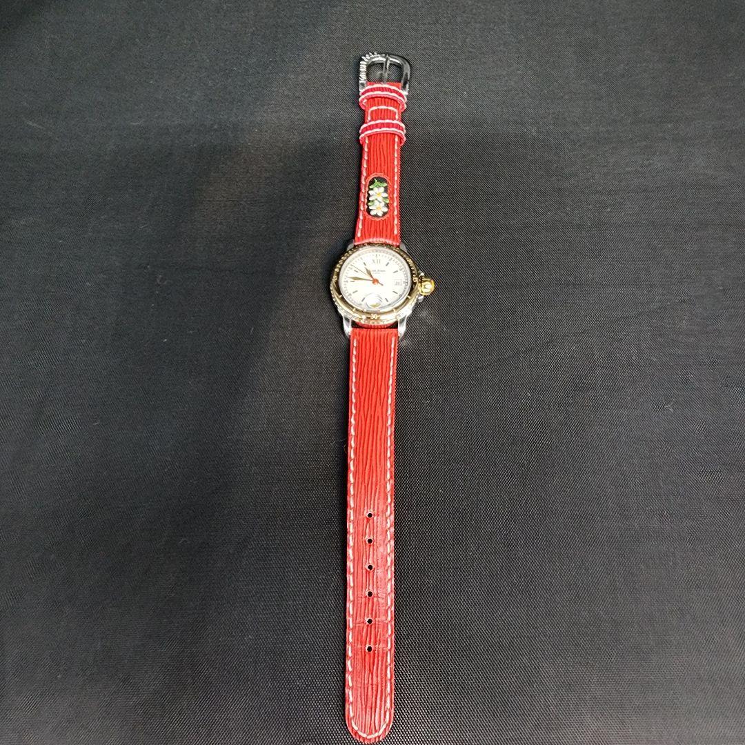 sahara】 ミシェルジョルディ　腕時計　クォーツ　新品電池　花柄　赤