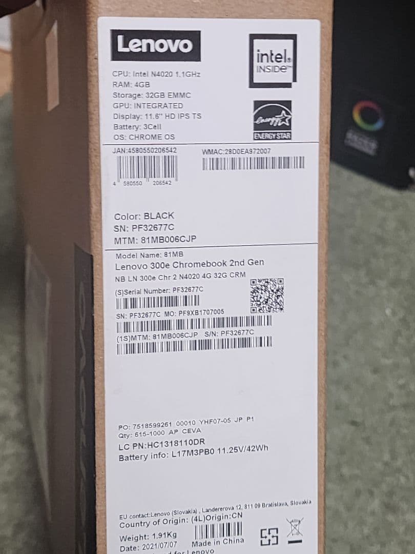 Chromebook本体 Lenovo 300e chromebook 2nd gen