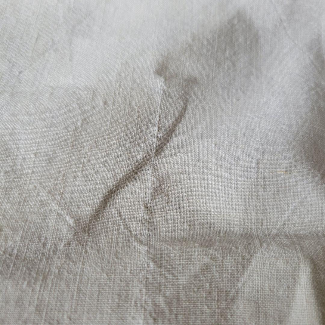 フランス　アンティーク　シーツ　リネン　モノグラムとドット