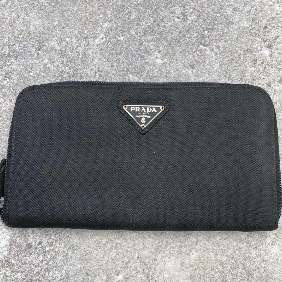 PRADA プラダ　長財布　ジッピー　黒　ブラック　ナイロン　三角ロゴ