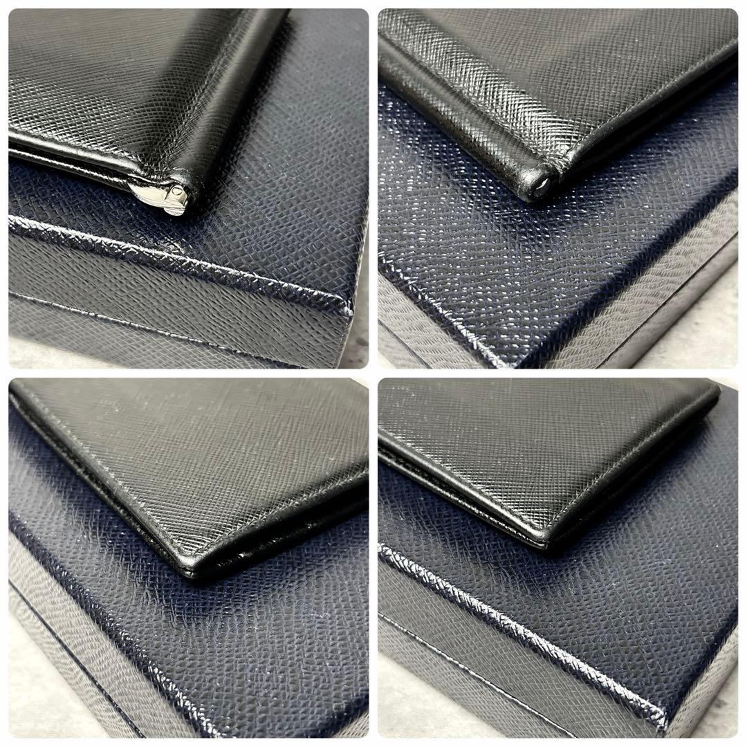 ✨極美品✨ PRADA マネークリップ ロゴ型押し サフィアーノレザー ブラック