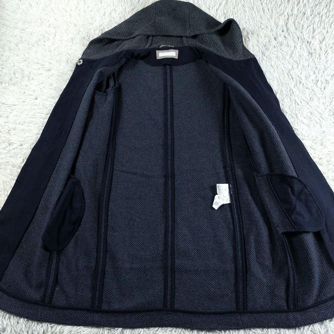 美品 大きめ ファビアナフィリッピ カシミヤレザートグル ツイードダッフルコート