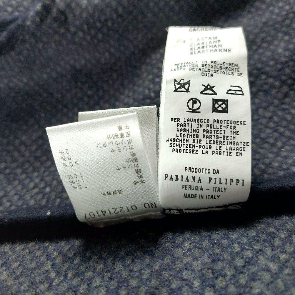 美品 大きめ ファビアナフィリッピ カシミヤレザートグル ツイードダッフルコート