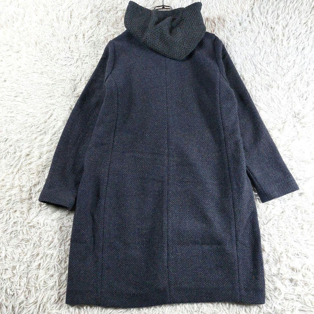 美品 大きめ ファビアナフィリッピ カシミヤレザートグル ツイードダッフルコート