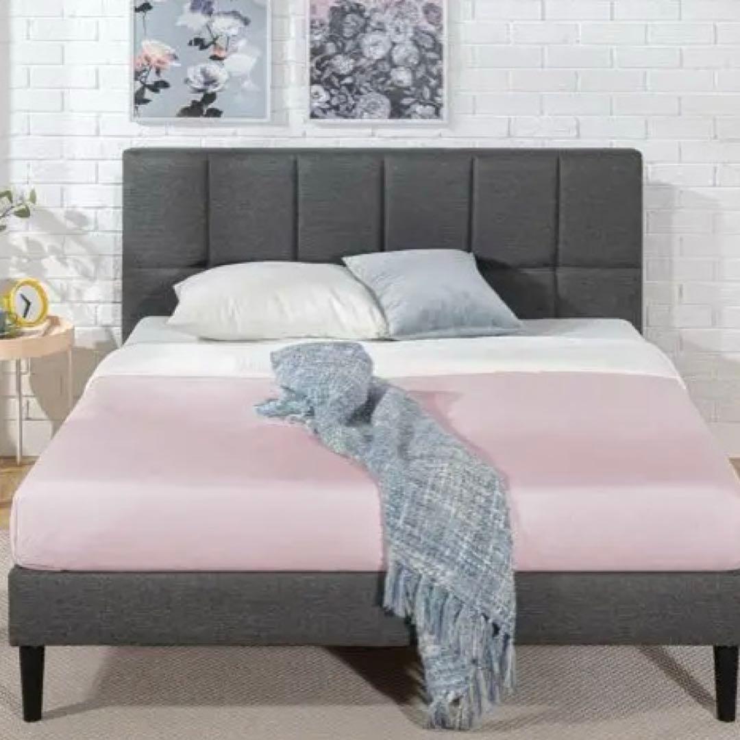 美品ZINUS折りたたみベッドフレーム セミダブルヘッドボード付き（収納バッグ）