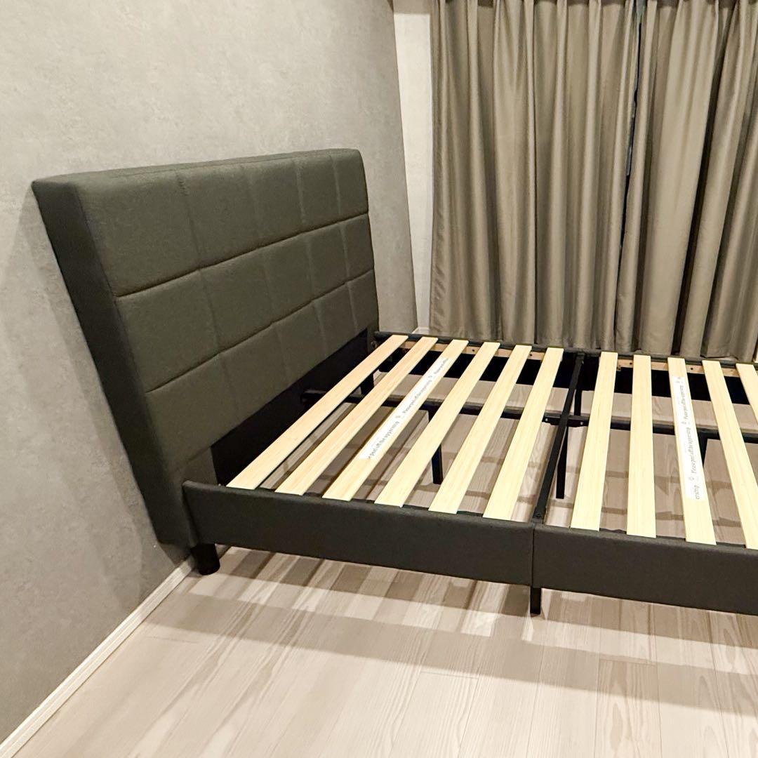 美品ZINUS折りたたみベッドフレーム セミダブルヘッドボード付き（収納バッグ）