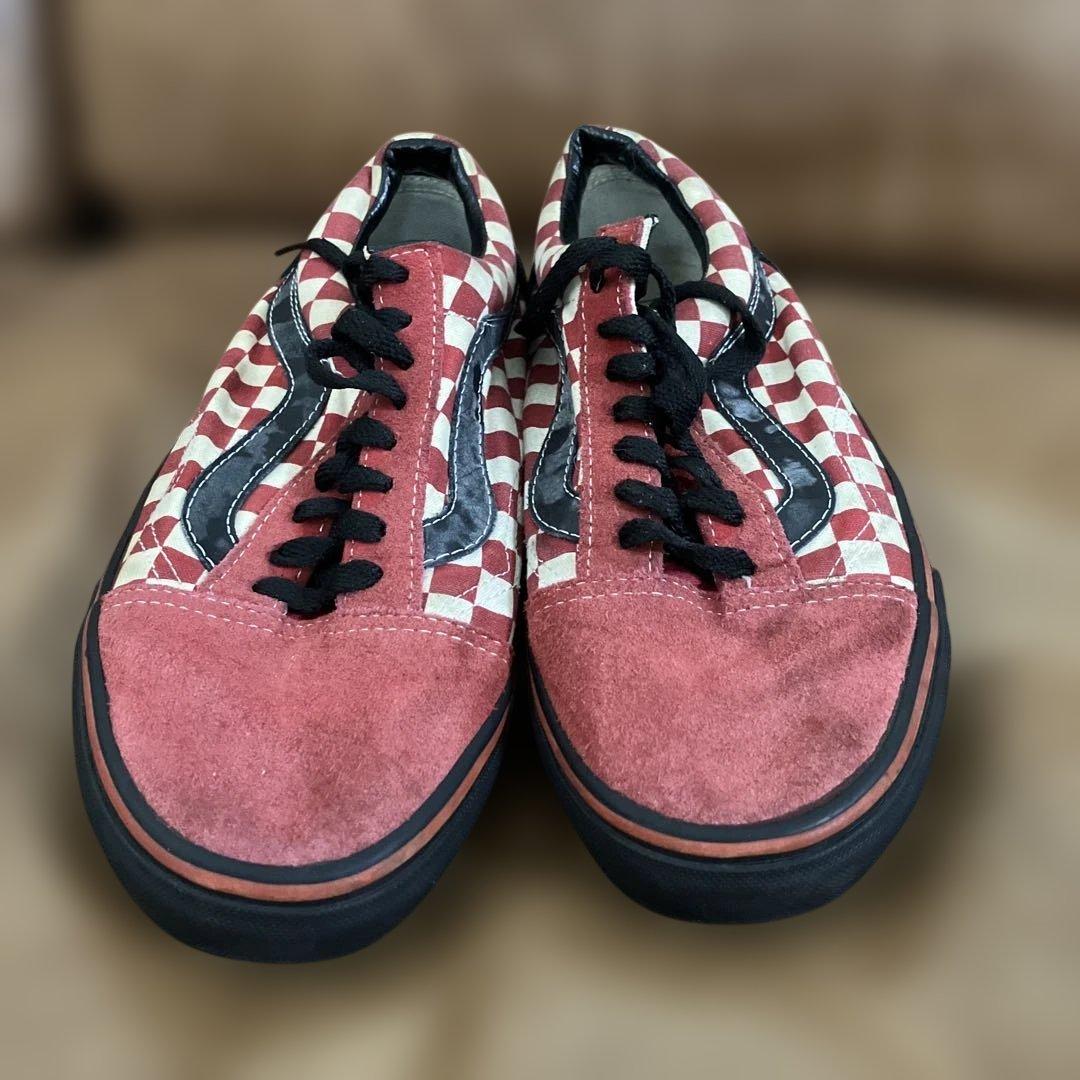 レア　中国製バンズカスタム　赤チェッカーオールドスクール27.5