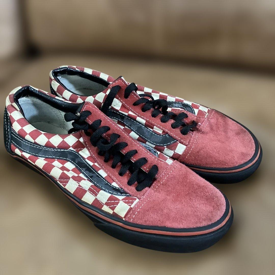 レア　中国製バンズカスタム　赤チェッカーオールドスクール27.5