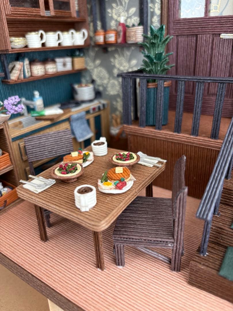 紙バンド　エコクラフト　ミニチュアダイニングキッチン