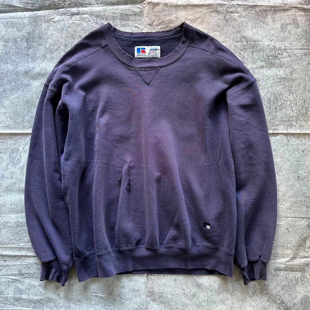 肯*ズ様 【90s】茄子紺 RUSSELL HIGHCOTTON USA製 無地