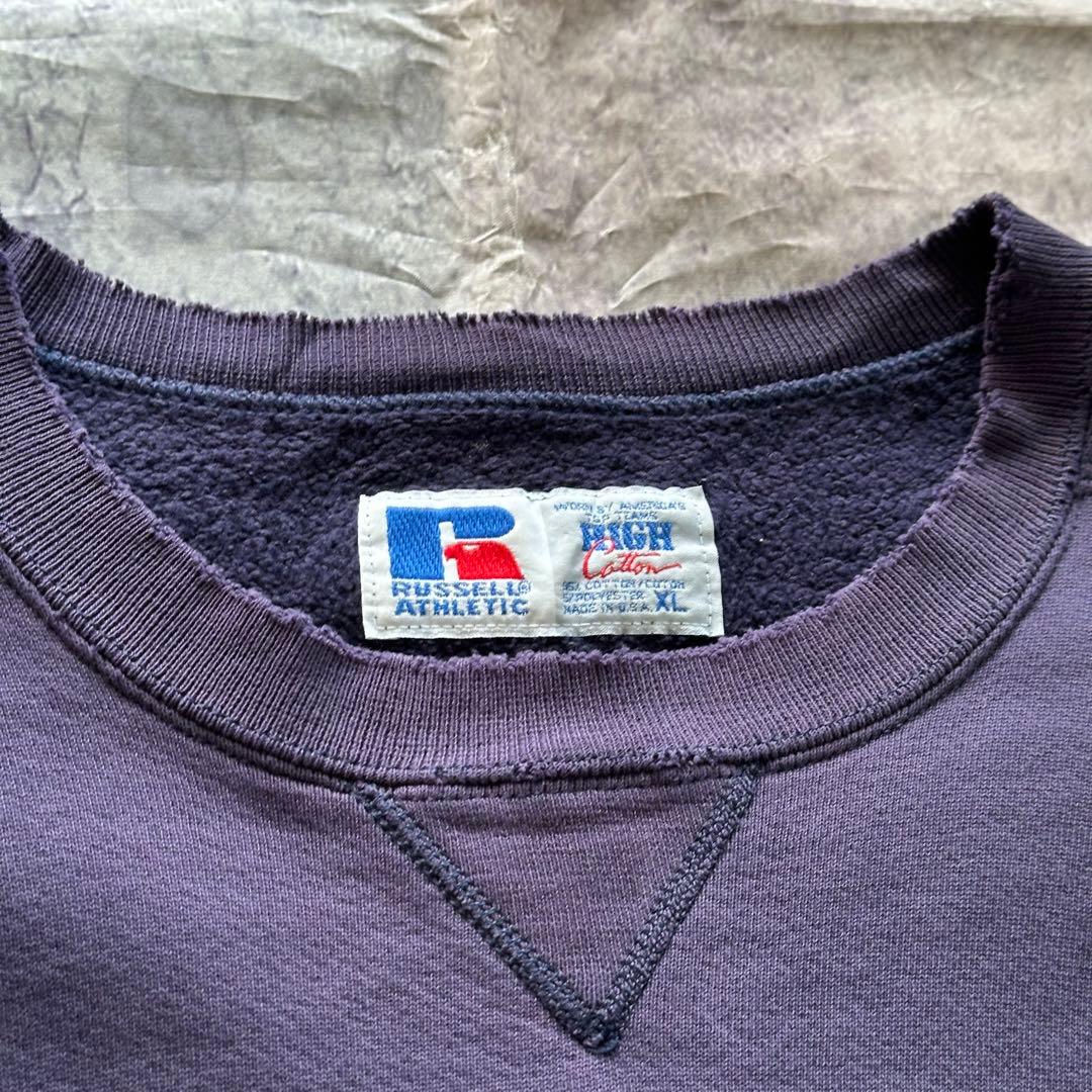 肯*ズ様 【90s】茄子紺 RUSSELL HIGHCOTTON USA製 無地