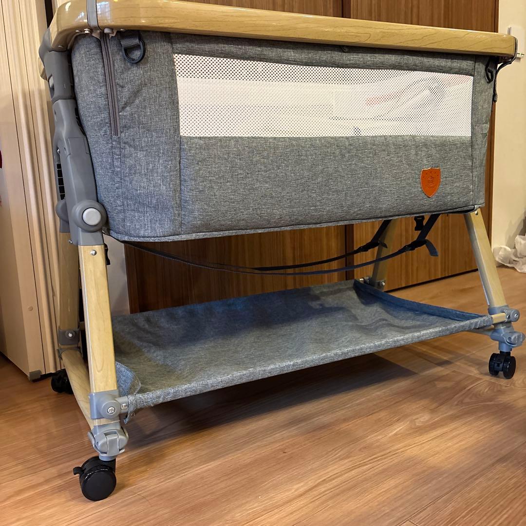 Dulumer ベビーベッド キャスター付き(グレー)