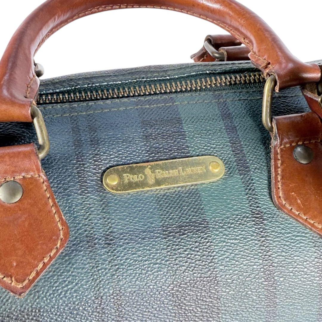 【美品】RALPH LAUREN ラルフローレン　チェック　ミニボストンバッグ