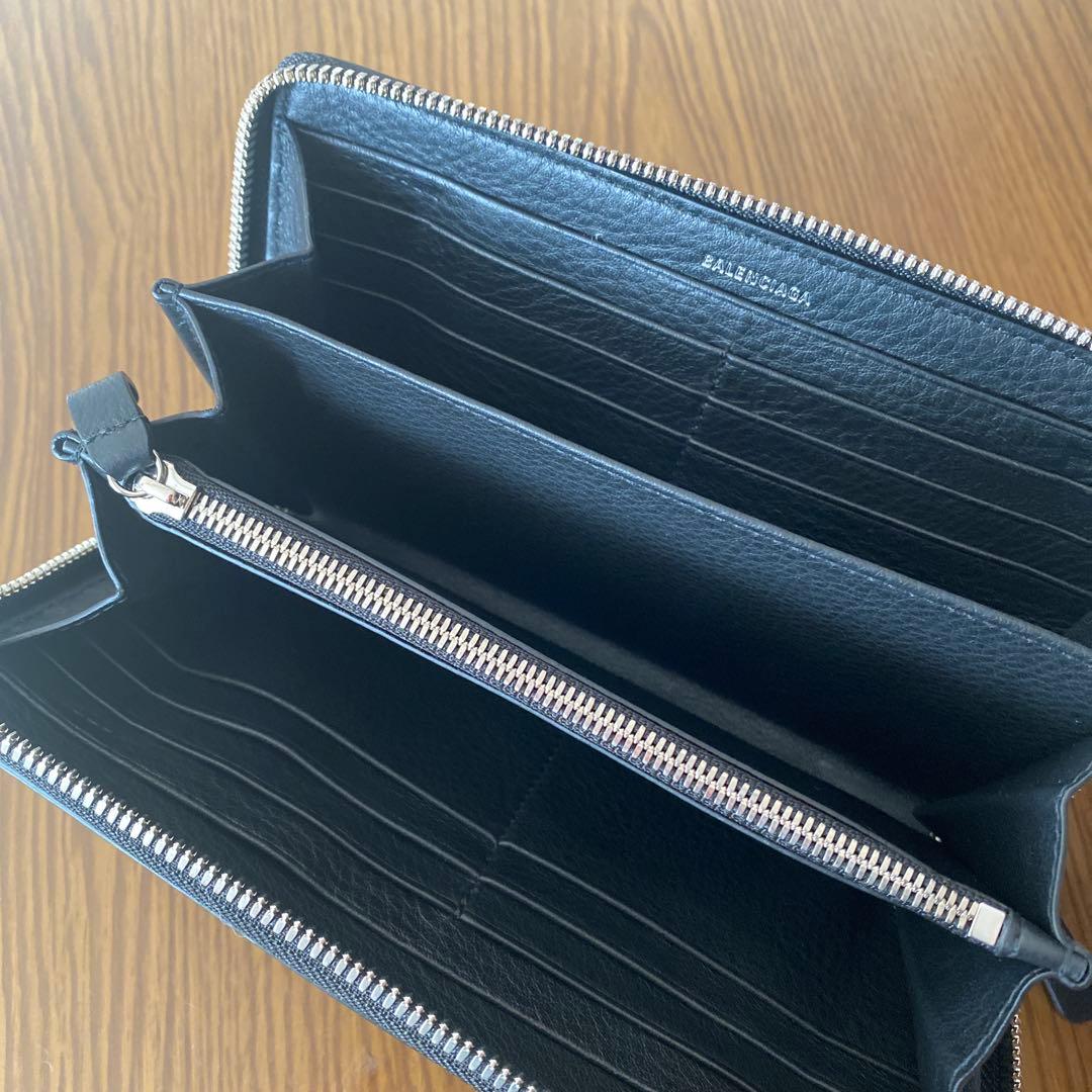 Balenciaga ブラックレザー 長財布 キャンペーンロゴ