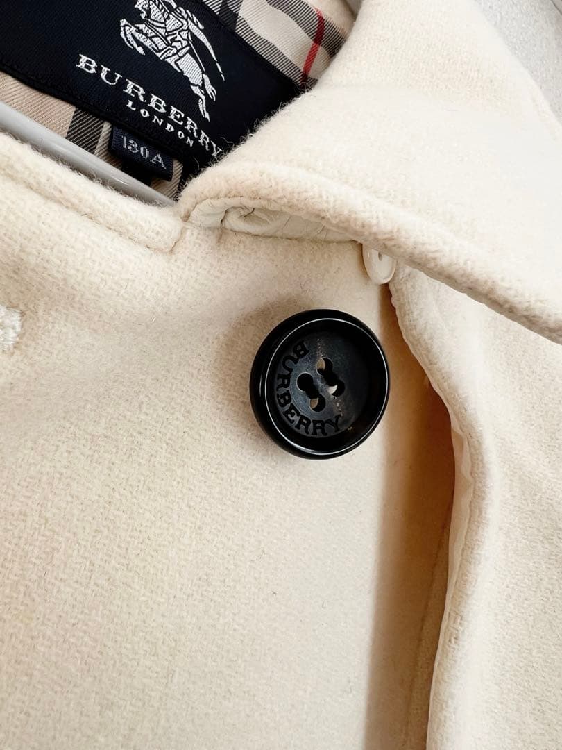 【極美品】バーバリーLONDON白Pコート130卒業式発表会フォーマル春用対応可