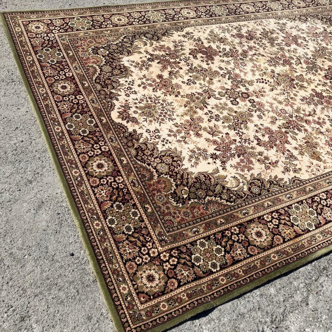 北欧レトロ ナイン ベルギー製 花柄ウールカーペット ペルシャ絨毯 大型絨毯