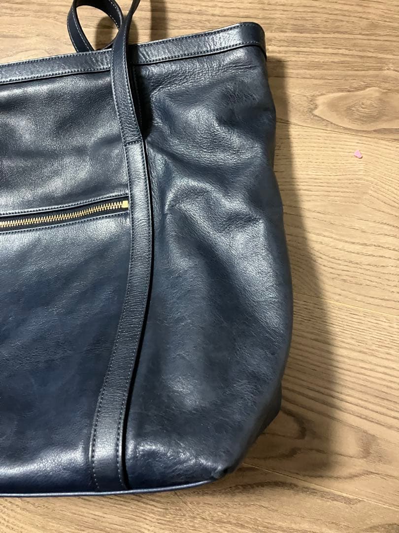 aniary ネイビー レザートートバッグ