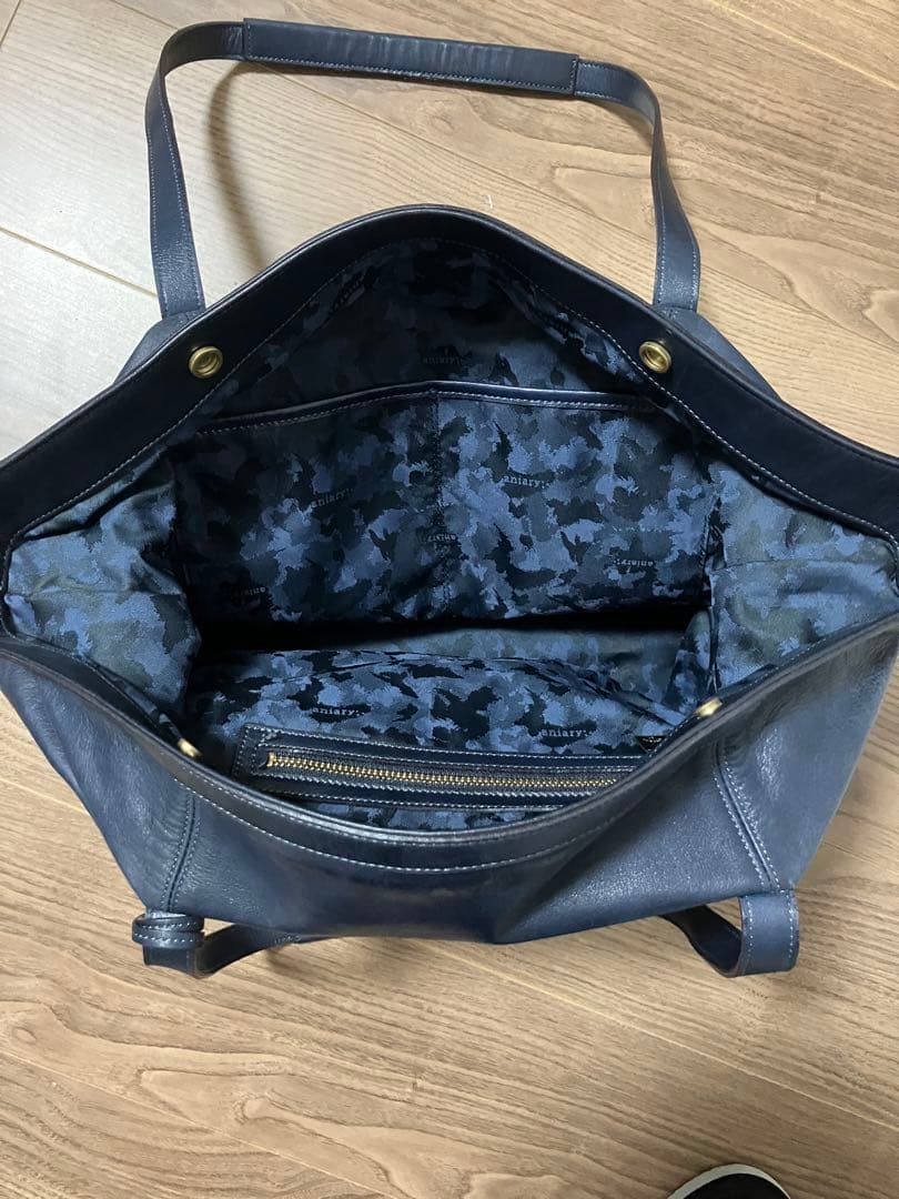 aniary ネイビー レザートートバッグ
