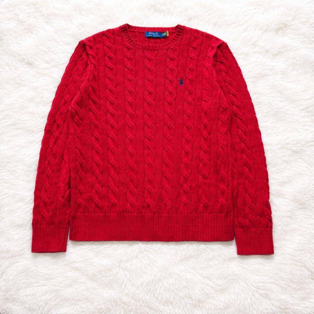✨POLO RALPH LAURENケーブルニット ネイビーポニー人気カラーQR