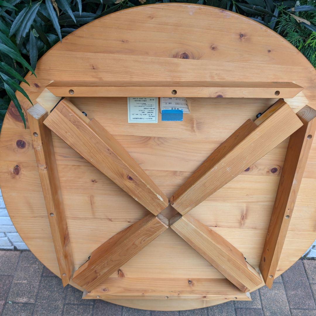えん ひのき ちゃぶ台 折りたたみ 円形木製テーブル ナチュラルウッド