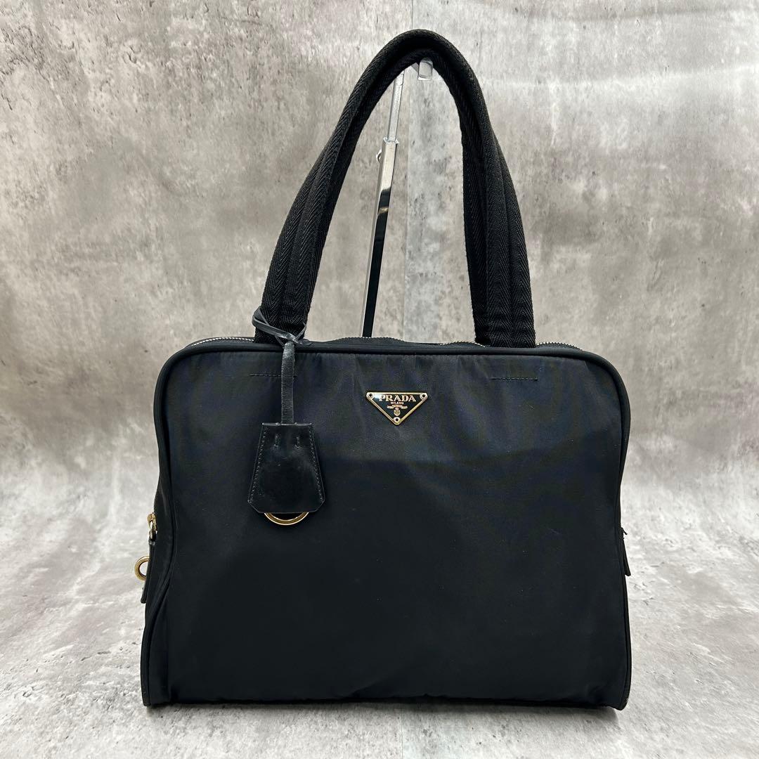 【美品・南京錠】 プラダ トートバッグ 2way ワンショル 三角ロゴ テスート