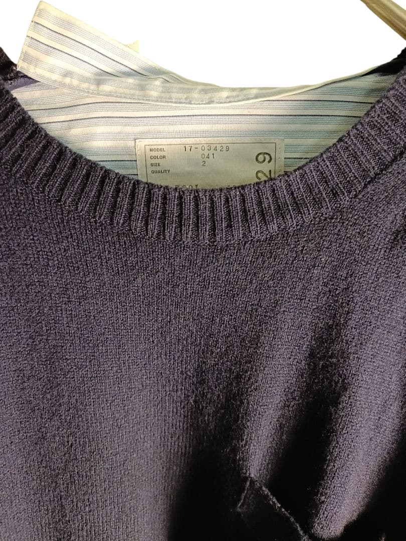 sacai サカイ 異素材ドッキング プリーツ ニット サイズ2