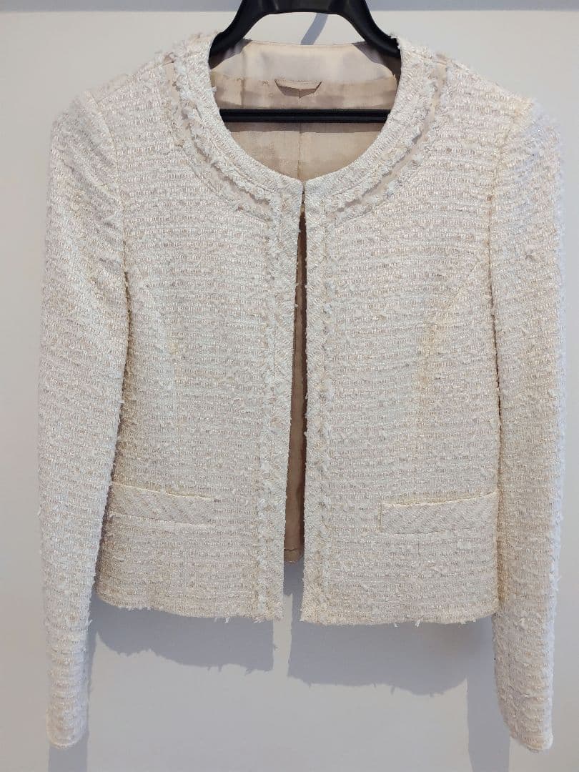 ANAYI　スカートスーツセット　ツイード　白　７号　36　セレモニー　入学式