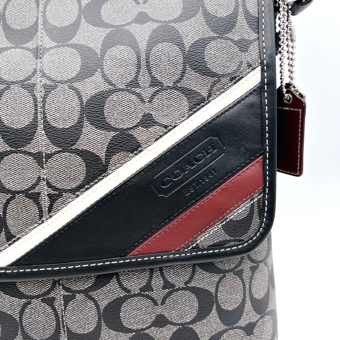 【美品】コーチ　COACH ショルダー バッグ　ヘリテージ　シグネチャー　黒