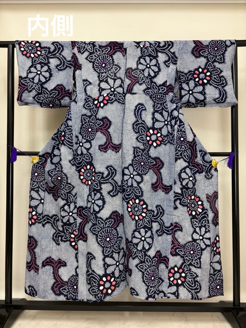 夏物 浴衣 有松絞り藍染 花