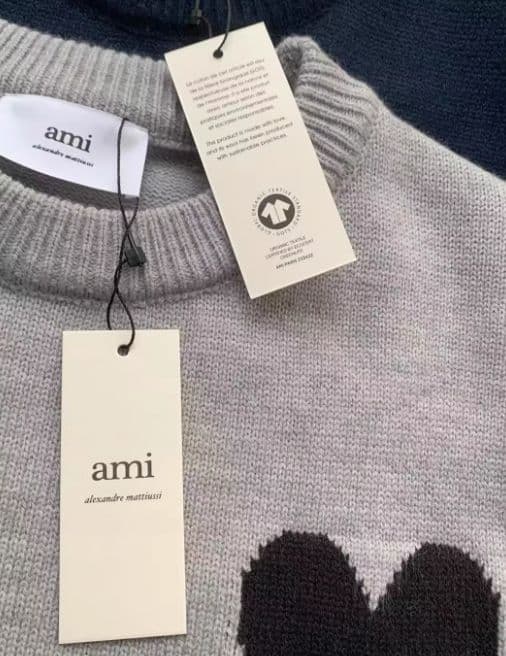 Amiparis グレー ハート刺繍セーター M