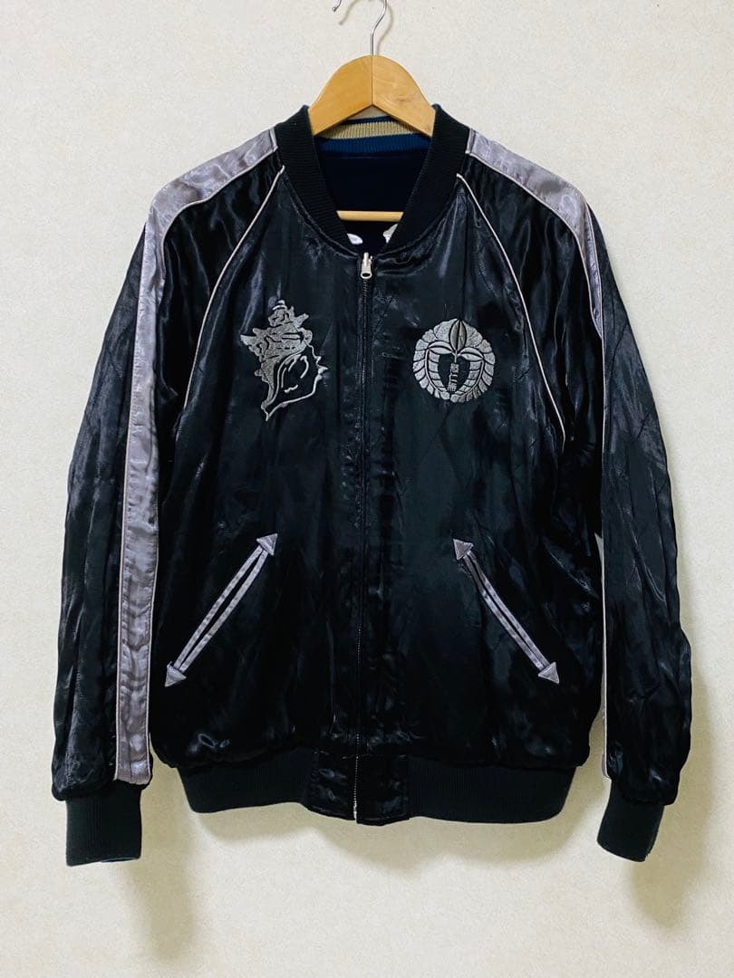 DENIME ドゥニーム 孔雀 別珍×海老キルティングサテン スカジャン XL