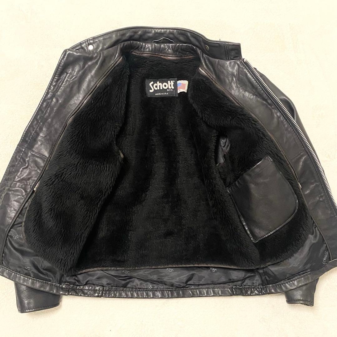 【美品即完売】schott usa製 ライナー付 レザージャケット ブラック