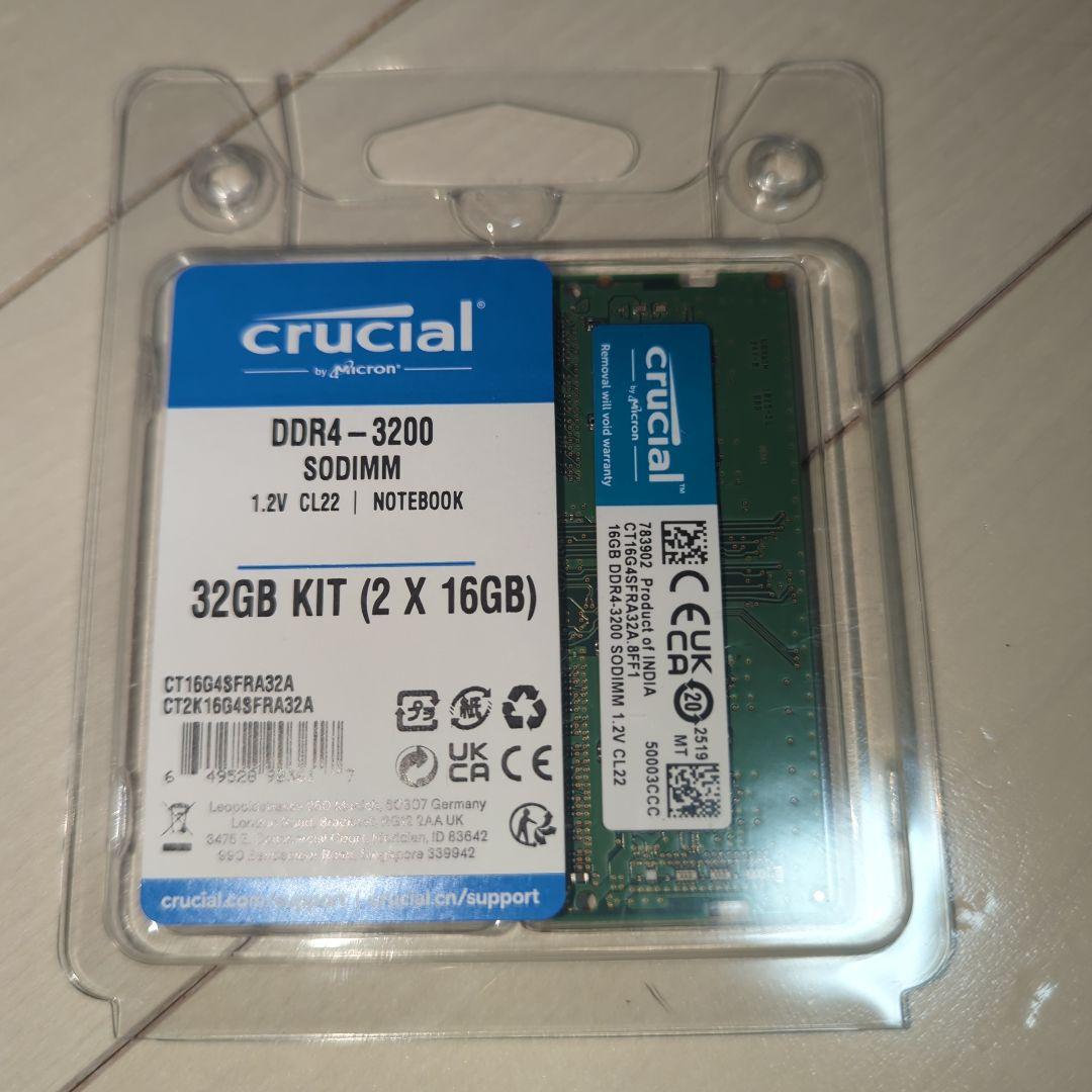 crucial DDR4-3200 SODIMM 16GB (1枚x 16GB)