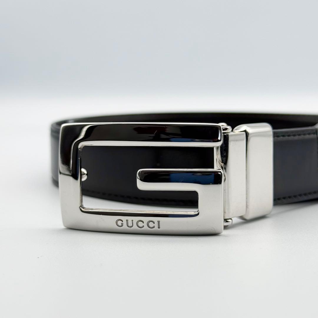 ✨良品✨GUCCI ベルト Gバックル シルバー金具 ビジネス レザー 男女兼用