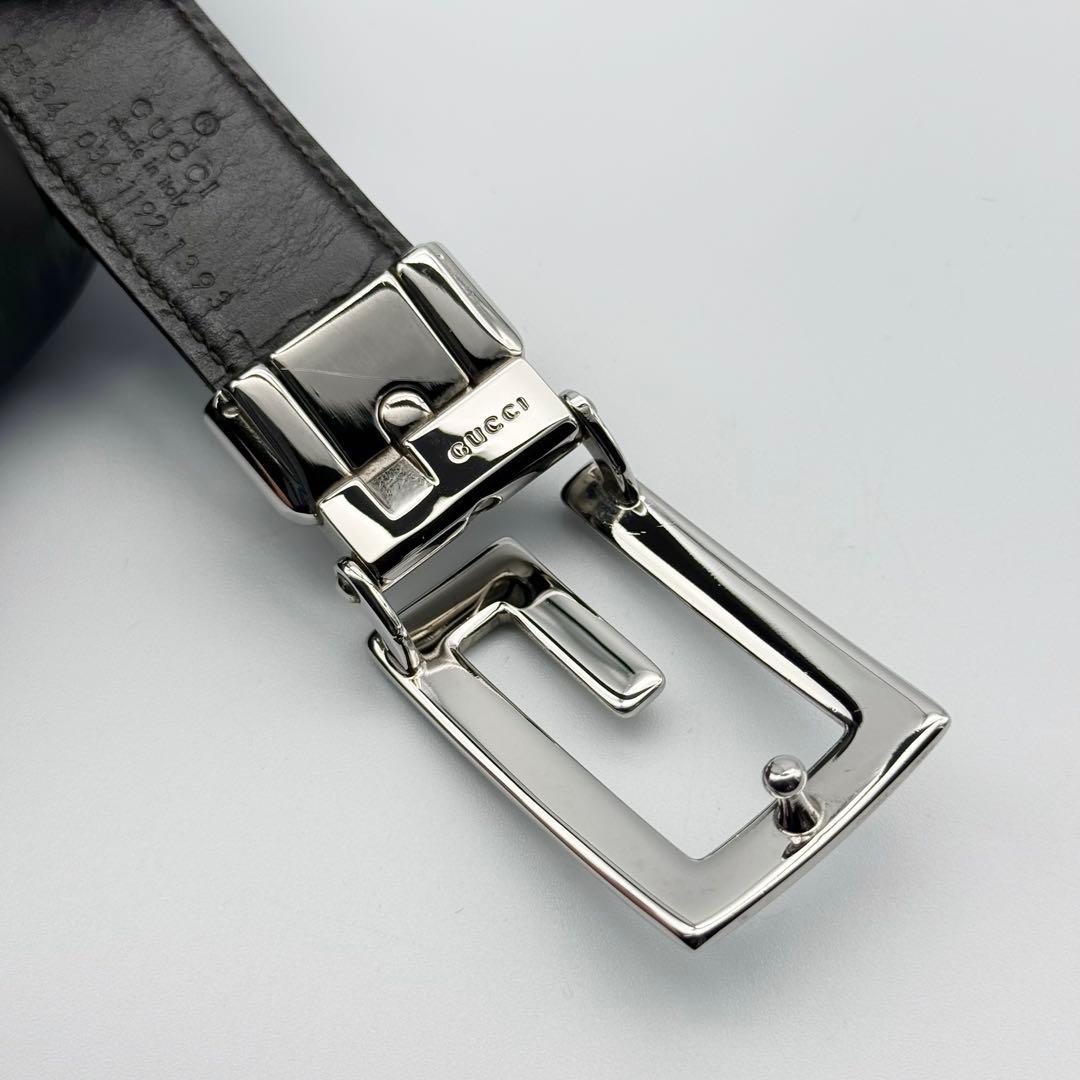✨良品✨GUCCI ベルト Gバックル シルバー金具 ビジネス レザー 男女兼用