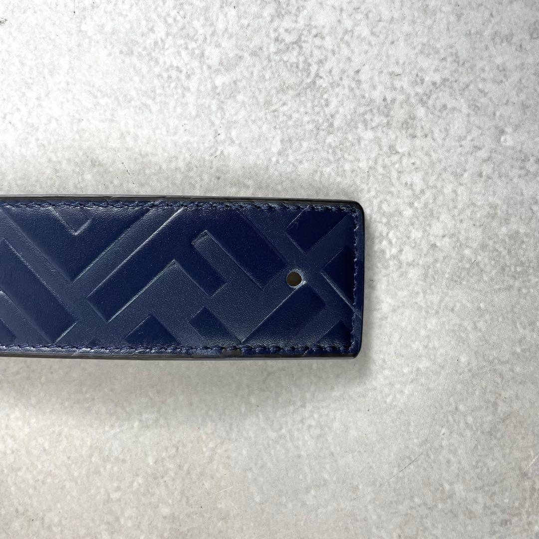 未使用✨ フェンディ FENDI ベルト ズッカ柄 エンボス レザー ネイビー