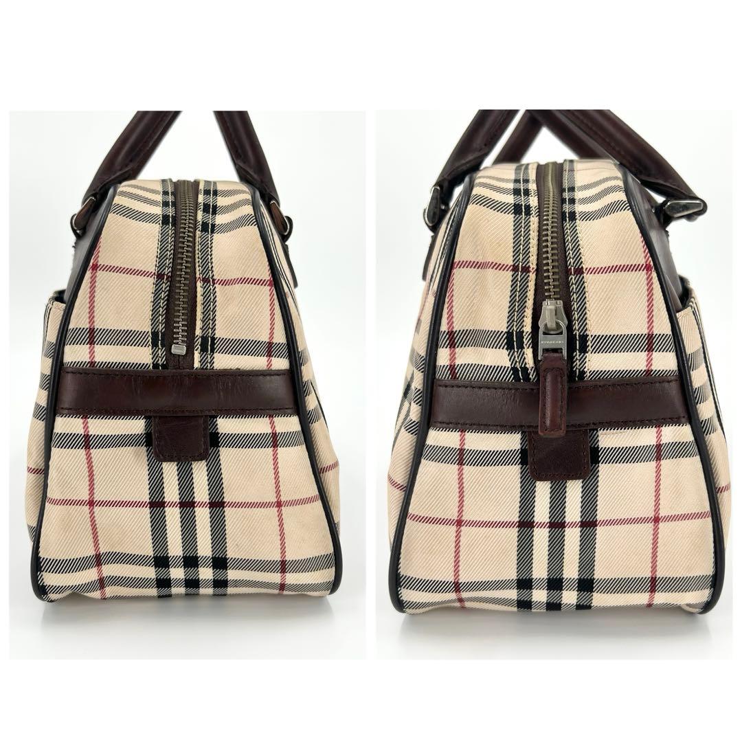 美品✨　バーバリー　ボストンバッグ　ノバチェック　ロゴプレート　レザー