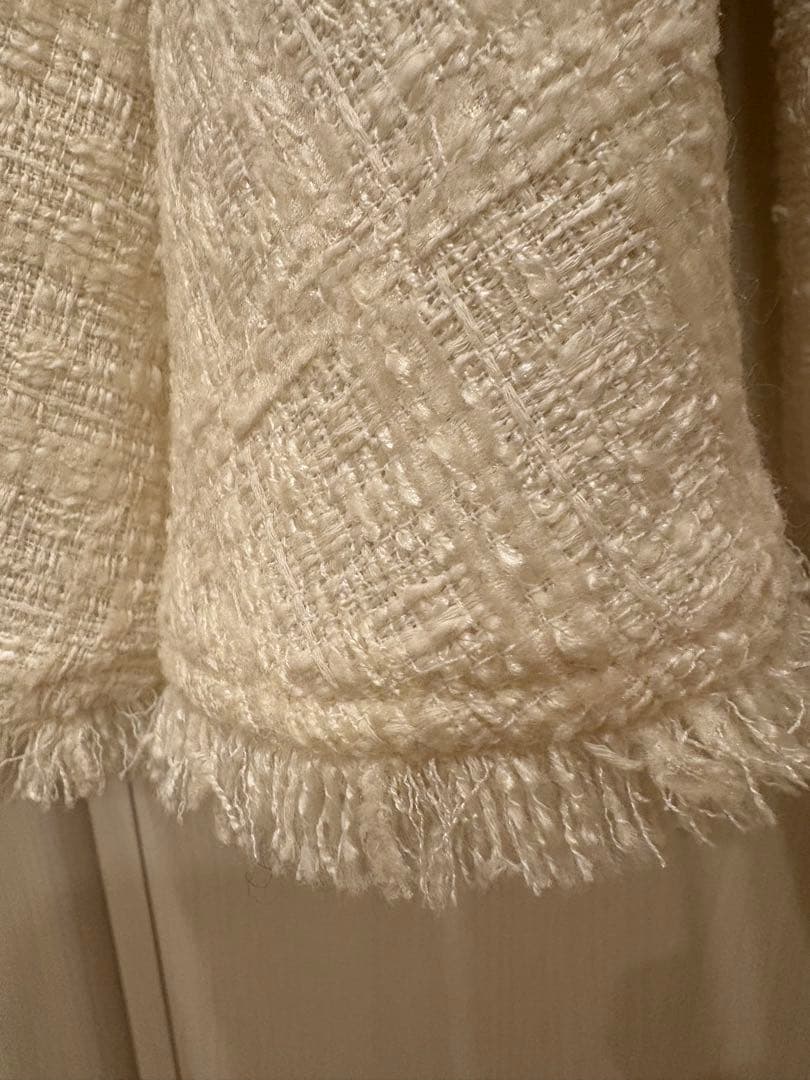 アニュアンス　ツイードペプラムブラウス　ホワイト2