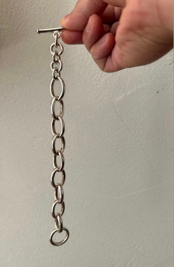 ヘビーチェーンオーバルブレスレットヴィンテージシルバー925
