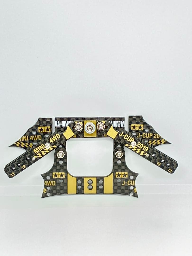 ミニ四駆　CNC加工　純正カーボン仕様　リヤアンカーユニット　ゴールドプリント