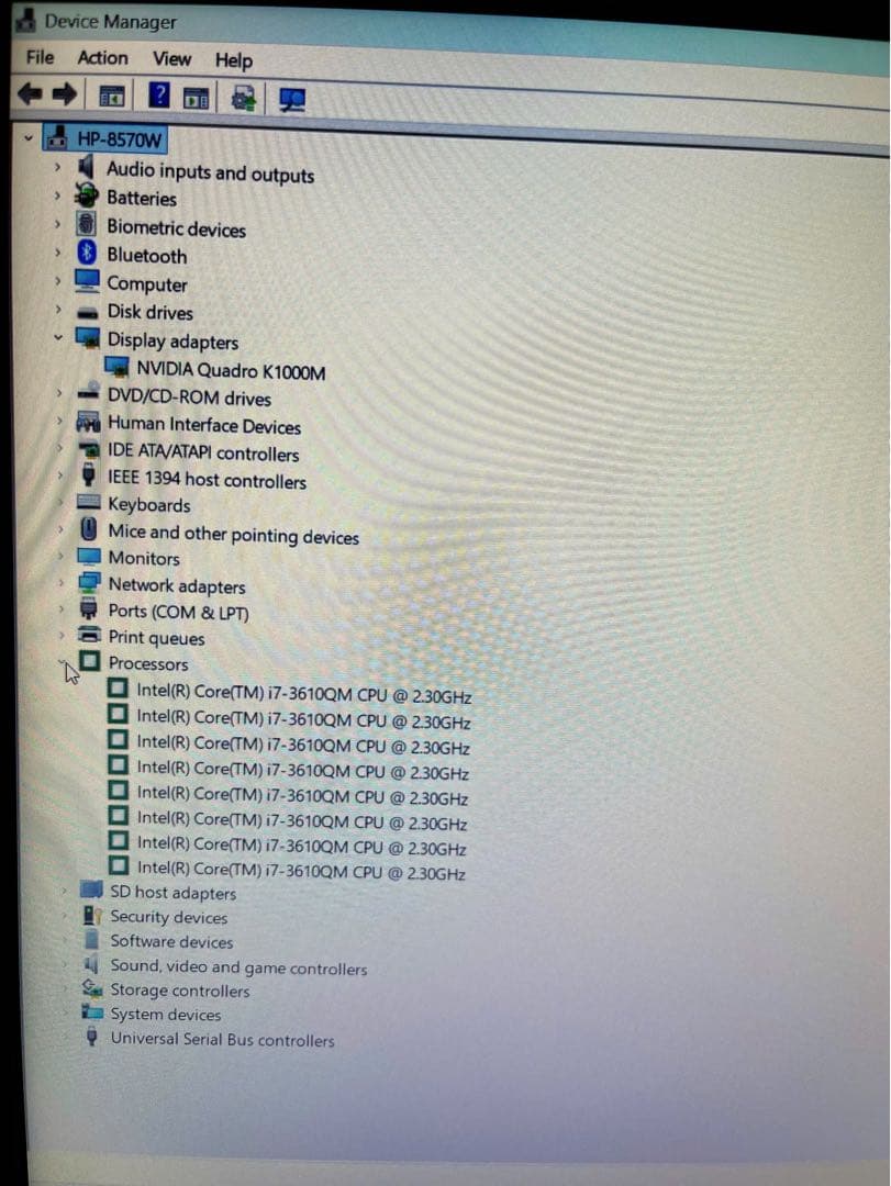ノートPC 15インチ HP 8570w i7 16G SSD 無線 Win11