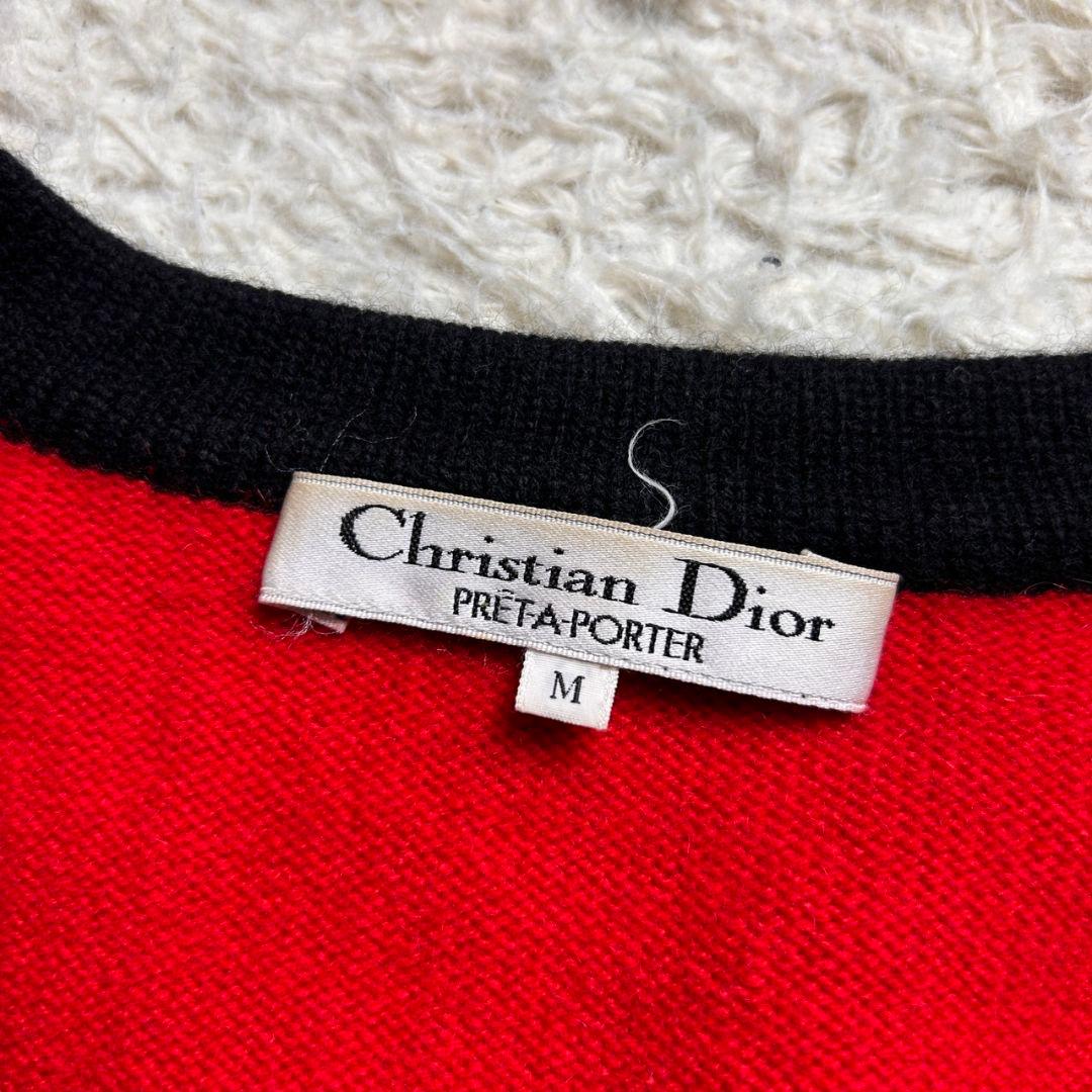 【希少】ディオール ヴィンテージ パール ボタン ウール カーディガン レッド