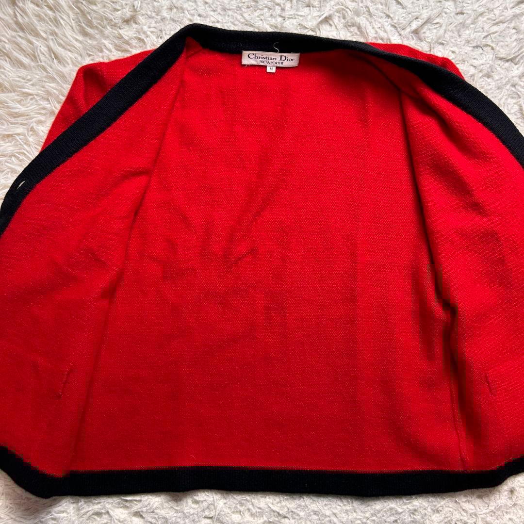 【希少】ディオール ヴィンテージ パール ボタン ウール カーディガン レッド