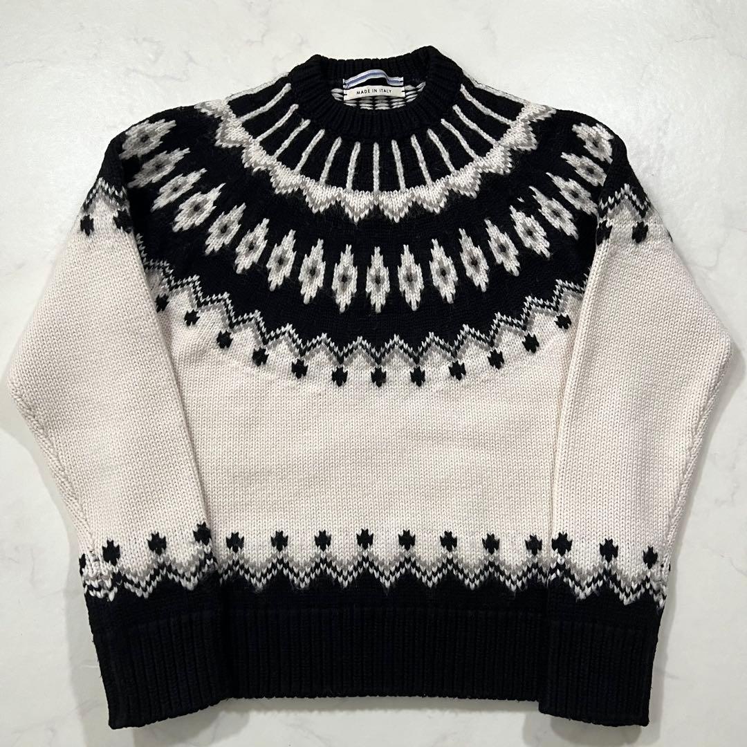 クリスタセヤ ノルディック オーバーサイズ ニット ウール ホワイト ブラック