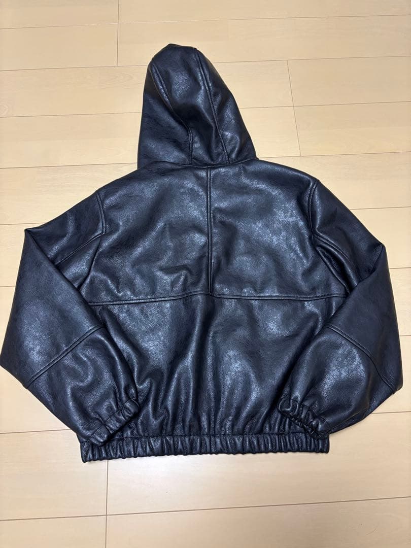 ZARA フェイクレザーフーデッドジャケット　Lサイズ
