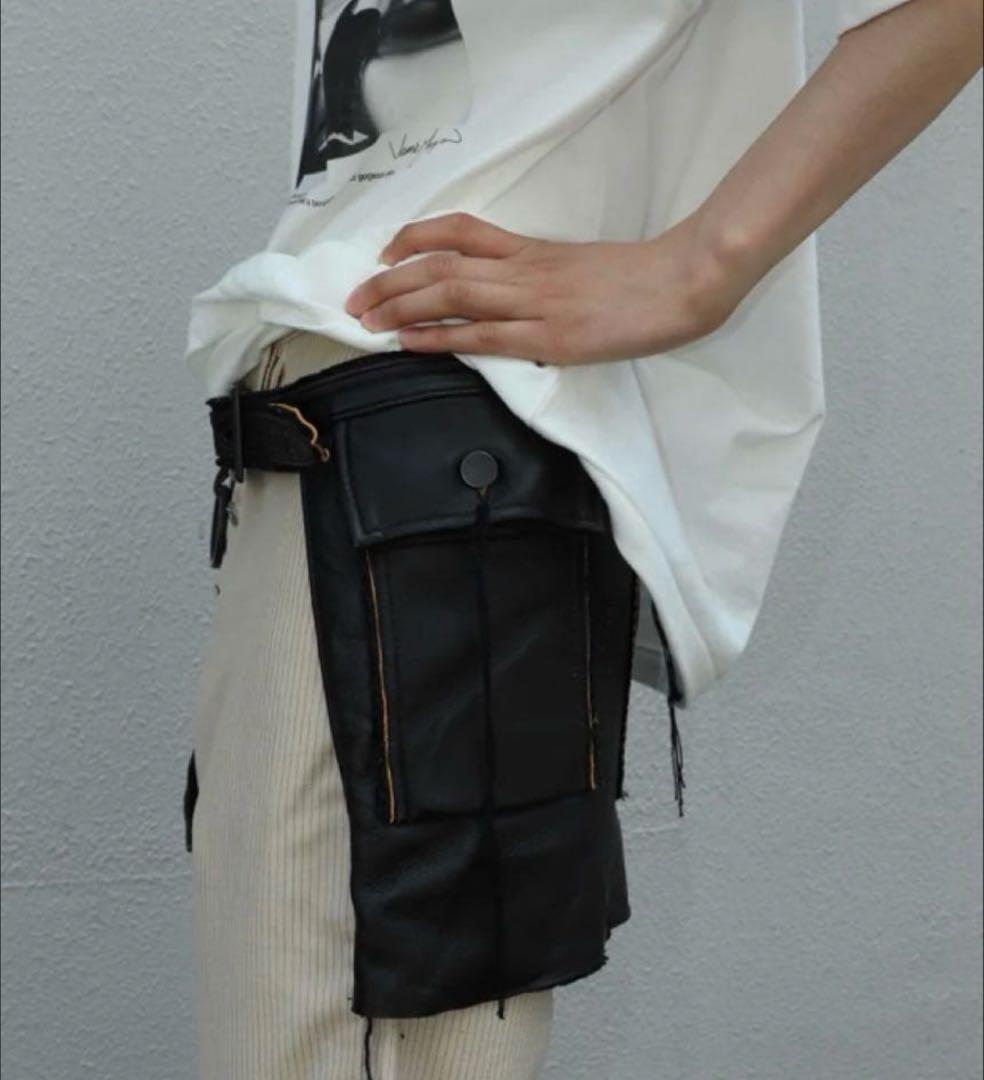 MINUS Utility Kilt レザー ポーチ ブラック あおば着用