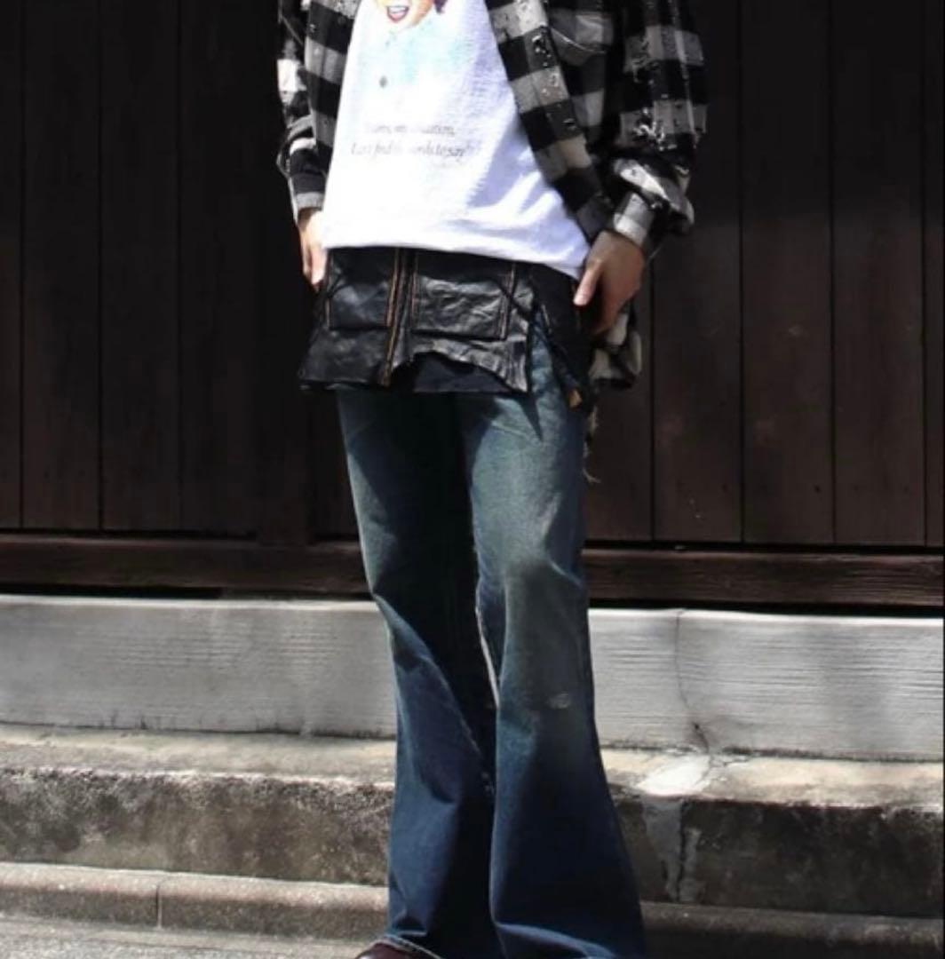 MINUS Utility Kilt レザー ポーチ ブラック あおば着用