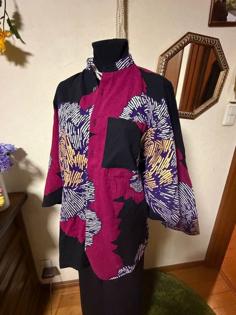 1回着　おしゃれなシャツジャケット　ソウソウ　薙刀長草衣　芍薬　灯火