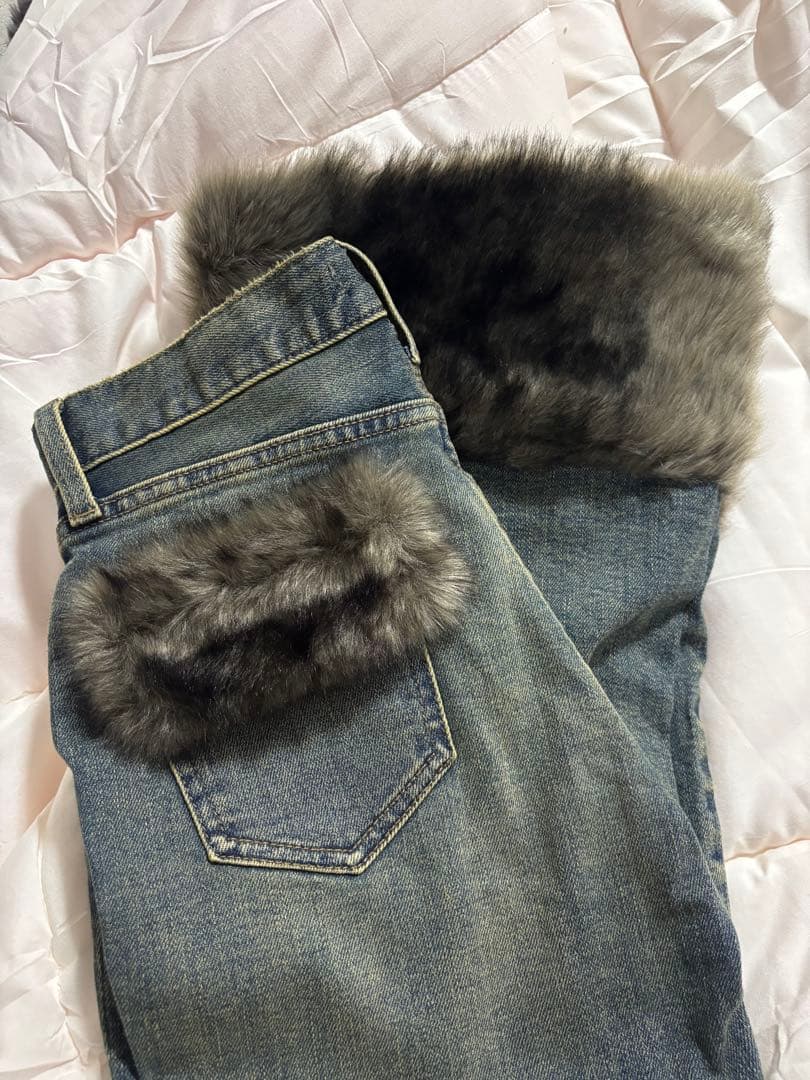 新品 LAGUA GEM FAUX FUR フレアデニム 24inch